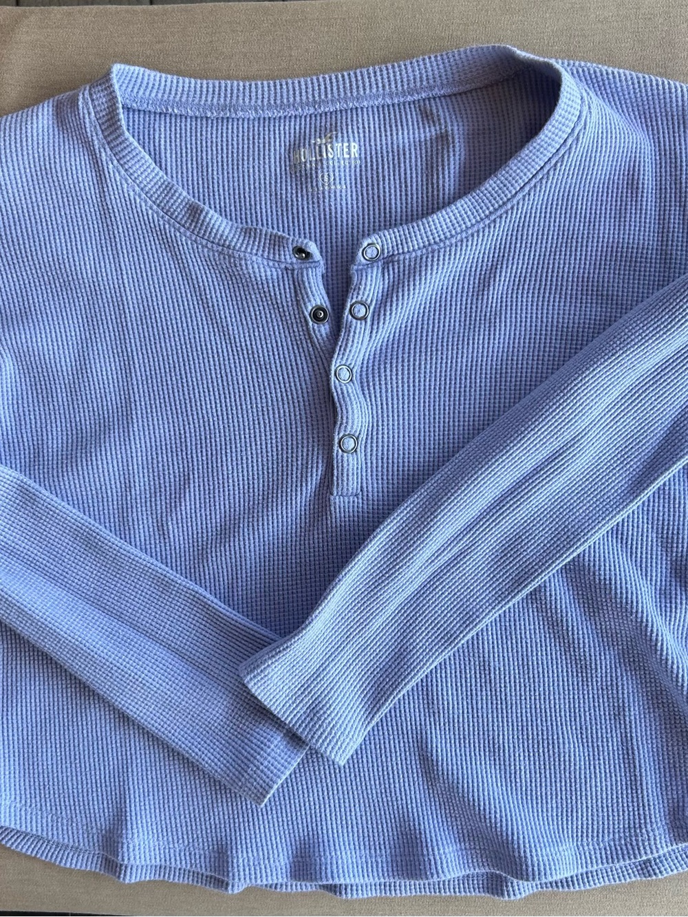 Hollister Lavender Waffle Henley Long Sleeve Top